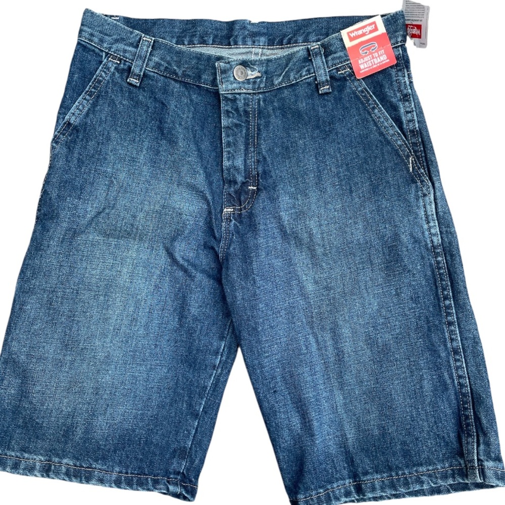 Wrangler utility blue jean boy shorts NWT adjustable waist size 14